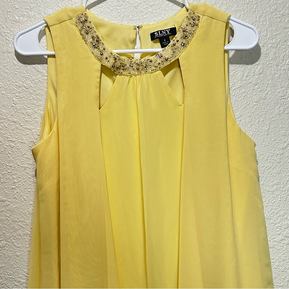 SLNY Yellow Sleeveless Dress Size 8 - Picture 1 of 9